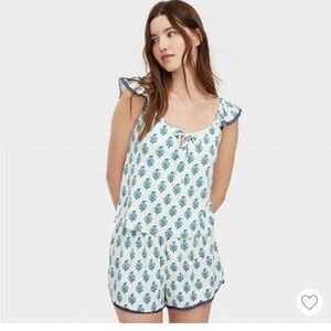 NWT Roller Rabbit x Target Bouquet Pointelle Tank Top and Shorts Pajama Set Blue
